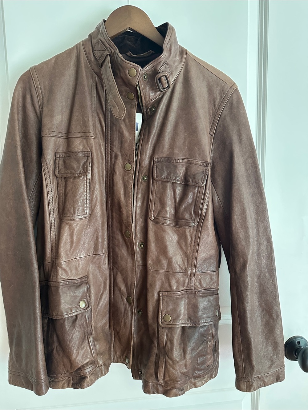Women's Vintage Brown Gap 100% Leather Field Jacket